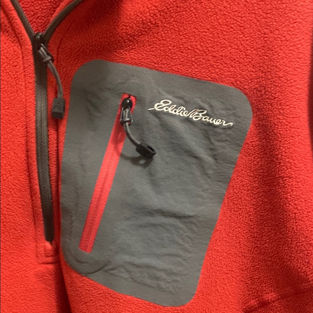 Eddie Bauer Red and Gray Zip Up Sweater